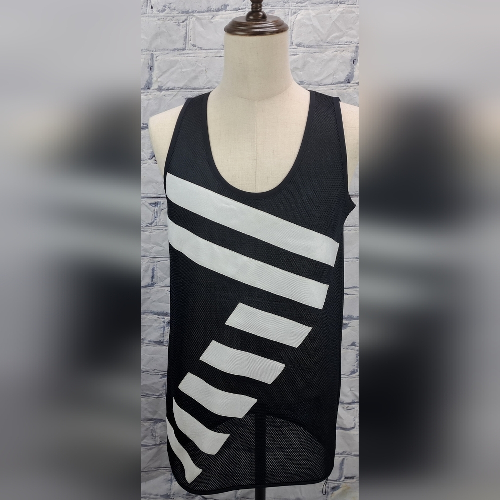 NWT EA7 Emporio Armani Men's Tank Top Big Logo Perforated Mesh Navy White XS